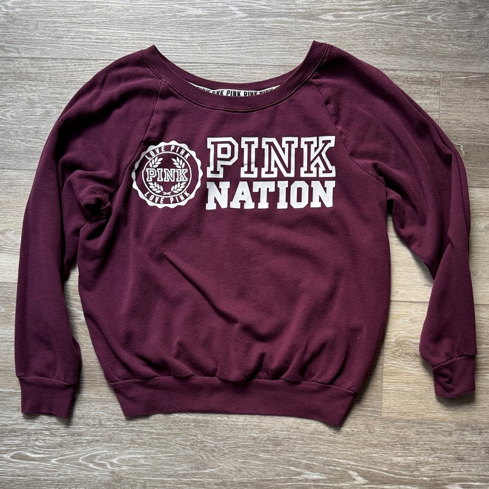 PINK Victoria's Secret Maroon PINK NATION Sweatshirt